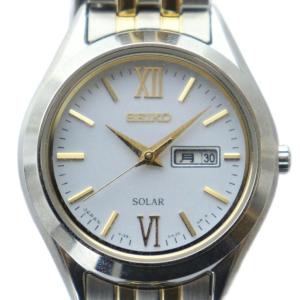 腕時計 ウォッチ ソーラー カレンダー付き 白文字盤 ロゴ シルバー色 ゴールド色 V138-0AD0