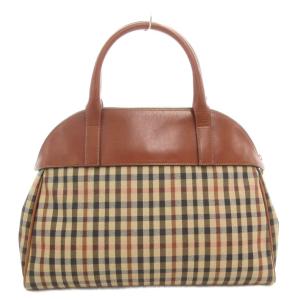 DAKS ハンドバッグ ハウスチェック PVC レザー 茶 ブラウン ベージュ /GV GY18