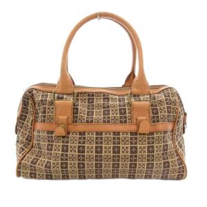 russet ハンドバッグ キャンバス レザー ロゴ 総柄 茶 ブラウン /JS GY18