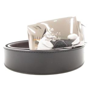 レザーベルト バックルロゴ 黒 ブラック /GV GY18