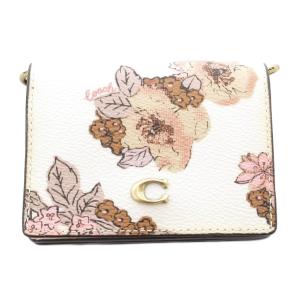 コンパクトチューンウォレット 小銭入れ 花柄 PVC レザー 革 ロゴ 白 ホワイト /JS GY18