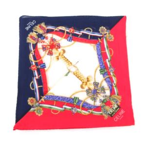 スカーフ 総柄 ロゴ タッセル 青 ブルー 赤 レッド /JS GY18