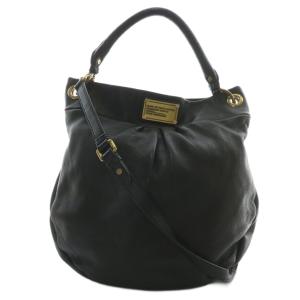 ハンドバッグ ショルダー 2WAY レザー ロゴプレート ゴールド金具 黒 ブラック /XZ GY11