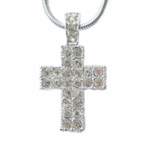 ネックレス クリスタル クロス 十字架 シルバー色 GY11 /MQ