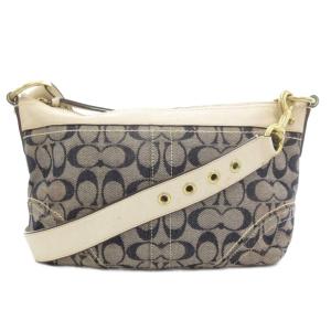 F10561 シグネチャー ショルダーバッグ 斜め掛け クロスボディ キャンバス レザー 白 ホワイト