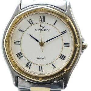 5P31-6130 LANDY 腕時計 ウォッチ クォーツ ローマン 白文字盤 ゴールド色 シルバー色