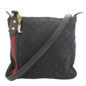 ショルダーバッグ 斜め掛け クロスボディ 黒 ブラック GG柄 シェリーライン キャンバス 144388