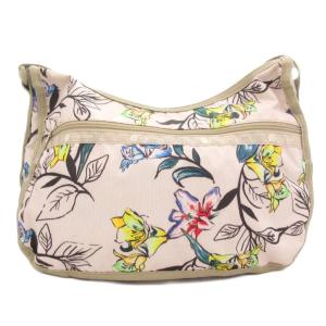 LesportSAC ショルダーバッグ 斜め掛け クロスボディ ベージュ 花柄 ロゴ ナイロン /GV GY18