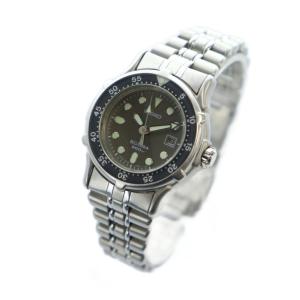 SEIKO スキューバ 3E25-0A40 腕時計 ウォッチ クォーツ カレンダー付き ロゴ シルバー色 GY18