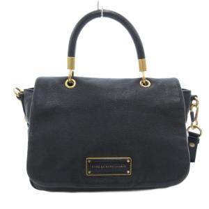 ハンドバッグ ショルダー 2way レザー 革 ロゴ 黒 ブラック /JS