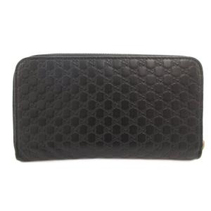 GUCCI マイクログッチシマ 長財布 ウォレット 小銭入れあり ラウンドファスナー ロゴ レザー 黒 ブラック 449391