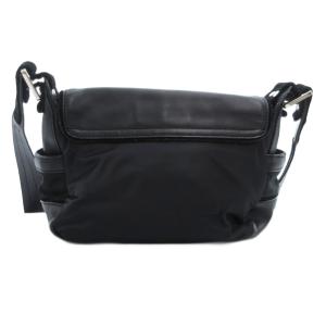 FURLA ショルダーバッグ ナイロン レザー 革 ロゴ 刻印 フラップ 黒 ブラック /JS GY18