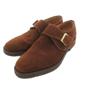 モンクストラップ シューズ スエード レザー ビブラムソール イングランド製 7 26.0 茶 ブラウン