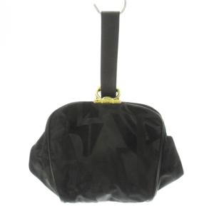 ポーチ ナイロン レザー 革 ジャカード ガンチーニ ロゴ刻印 黒 ブラック /CK24 GY11