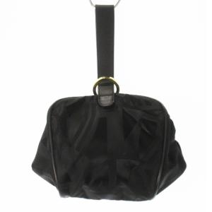 Salvatore Ferragamo ポーチ ナイロン レザー 革 ジャカード ガンチーニ ロゴ刻印 黒 ブラック /CK24 GY11