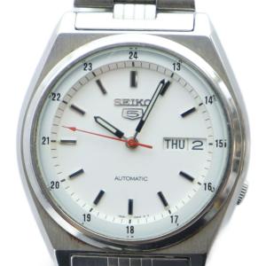 ファイブ 5 腕時計 ウォッチ 自動巻き デイト カレンダー付き 白文字盤 ロゴ ラウンド シルバー色