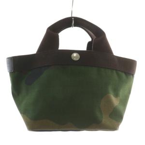 701W トートバッグ ハンド ミニ ナイロン 舟型 迷彩柄 カモフラ 総柄 ロゴ カーキ /XZ GY18