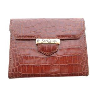 ヴィンテージ カードケース パスケース 定期入れ クロコ型押し レザー 茶 ブラウン /JS GY11