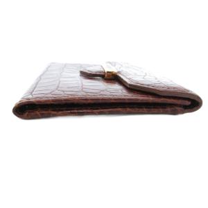 YVES SAINT LAURENT ヴィンテージ カードケース パスケース 定期入れ クロコ型押し レザー 茶 ブラウン /JS GY11