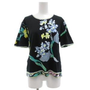 カットソー Tシャツ 半袖 L 黒 ブラック 花柄 総柄 /GV GY18