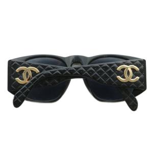 CHANEL マトラッセ 眼鏡 サングラス セルフレーム カラーレンズ ウェリントン ココマーク ゴールド金具 黒 ブラック