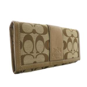 COACH 長財布 二つ折り キャンバス レザー シグネチャー 総柄 ロゴ 茶色 ブラウン /XZ GY11