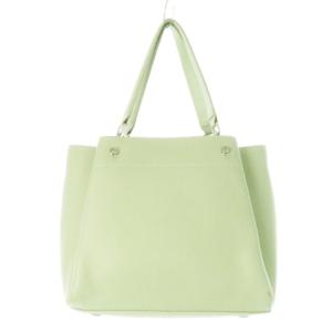 ハンドバッグ 2way ショルダーバッグ レザー 革 シボ革 ロゴ型押し 長財布付き 緑 ミントグリーン