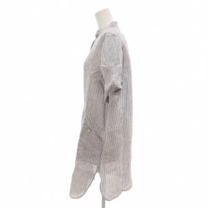 Max Mara タグ付き 白タグ シャツワンピース フロントフライ バンドカラー 半袖 ひざ丈 38 S 水色 ライトブルー