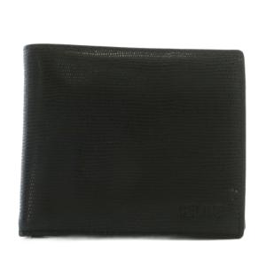 財布 二つ折り レザー リザード型押し ロゴ 黒 ブラック /XZ OH GY11