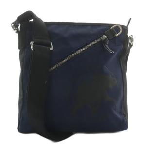 ショルダーバッグ ナイロン レザー ロゴ プリント 紺 ネイビー 黒 ブラック /XZ GY18
