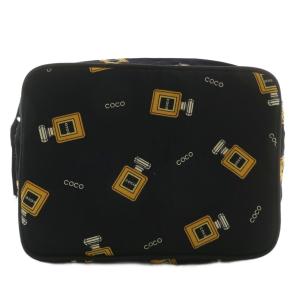 ノベルティ コスメポーチ トラベルポーチ ナイロン 香水柄 ココマーク 総柄 黒 ブラック /XZ GY18