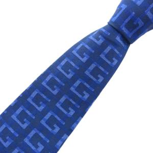 ネクタイ Gロゴ 総柄 絹 シルク 青 ブルー /JS GY18