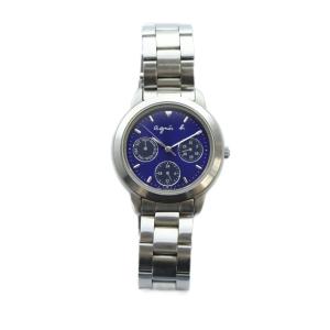 agnes b. V33J-0010 腕時計 ウォッチ クォーツ クロノグラフ ロゴ 青文字盤 シルバー色 GY18 /MQ