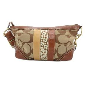 ショルダーバッグ キャンバス レザー 革 切替 シグネチャー 茶 ブラウン 10538 /JS GY18