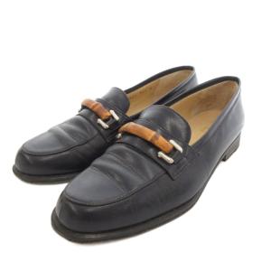 バンブービット ローファー モカシン レザー 革 35.5 黒 ブラック /UO GY18
