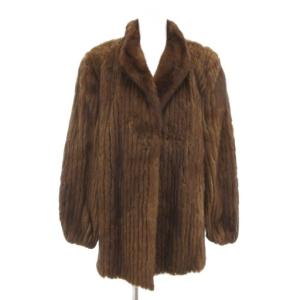 銀サガ ファーコート ミンクファー 毛皮 13 茶 ブラウン ハーフ丈 /AE GY18