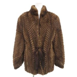 銀サガ ファーコート ハーフコート ミンクファー 毛皮 15 茶 ブラウン /AE GY18