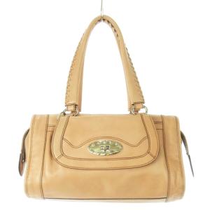 ハンドバッグ レザー 革 ステッチ ターンロック コーラル ベージュ /CK10 GY11