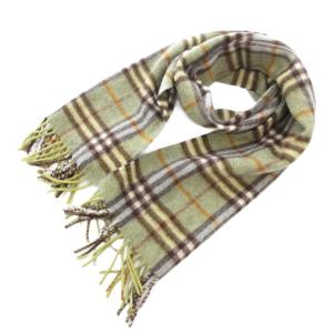 ヴィンテージ マフラー チェック柄 カシミヤ グリーン