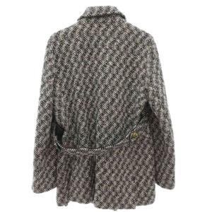 COACH ピーコート ヘリンボーンツイード モヘア混 ミドル ハーフ丈 10 グレー /AEGY18