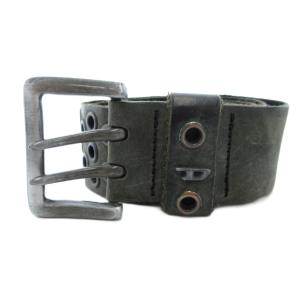 ベルト スエード ロゴ ハトメ レザー カーキ /JS GY18