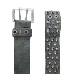 DIESEL ベルト スエード ロゴ ハトメ レザー カーキ /JS GY18
