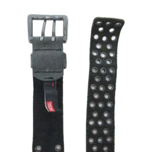 DIESEL ベルト スエード ロゴ ハトメ レザー カーキ /JS GY18