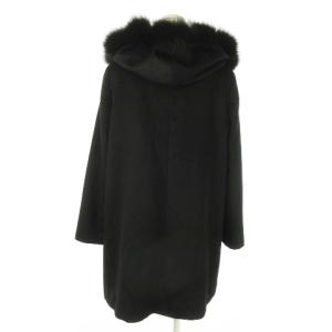 Leilian ファーコート ロング フーディ カシミヤ フォックスファー 毛皮 11 黒 ブラック /AO7 GY18