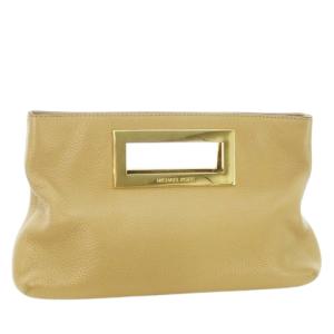 ハンドバッグ クラッチバッグ レザー 革 シボ革 ロゴ刻印 ベージュ /CK8 GY18