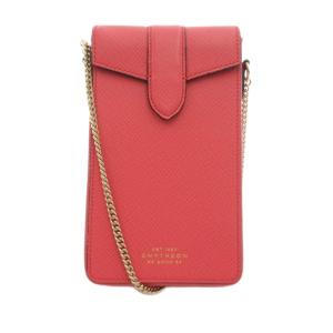 ミニバッグ スマホショルダー チェーンストラップ レザー ロゴ コーラルピンク /UO