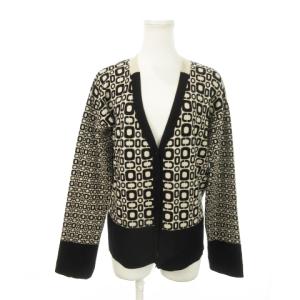 カーディガン ニット Vネック 長袖 切替 総柄 ベージュ /MN12 GY18