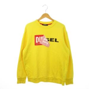 トレーナー スウェット クルーネック 丸首 長袖 ロゴ プリント オーバーサイズ S 黄 イエロー /MN12