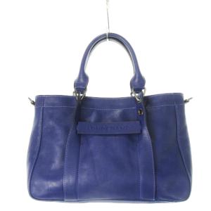 3D 2WAY ハンドバッグ ショルダー バッグ レザー ロゴ型押し 紫 パープル /CK15 GY18