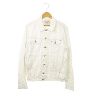 デニムジャケット Gジャン ジージャン ボタンロゴ刻印 刺繍 紙パッチ XL 白 ホワイト /MN6 GY18
